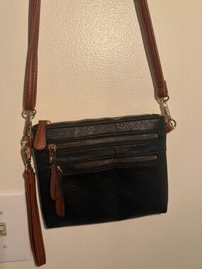 Unk Black & Brown Two-Tone Crossbody Bag